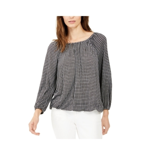 MICHAEL Michael Kors Tops - Michael kors plaid houndstooth print quarter sleeve top